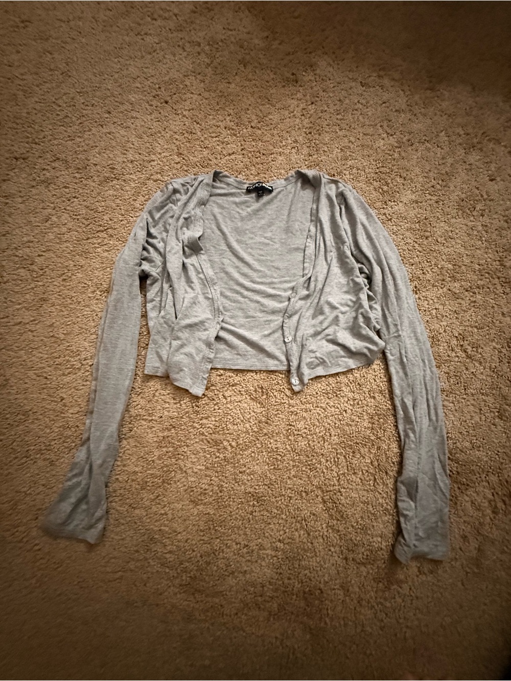 Fashion Nova Light Gray Cropped Cardigan